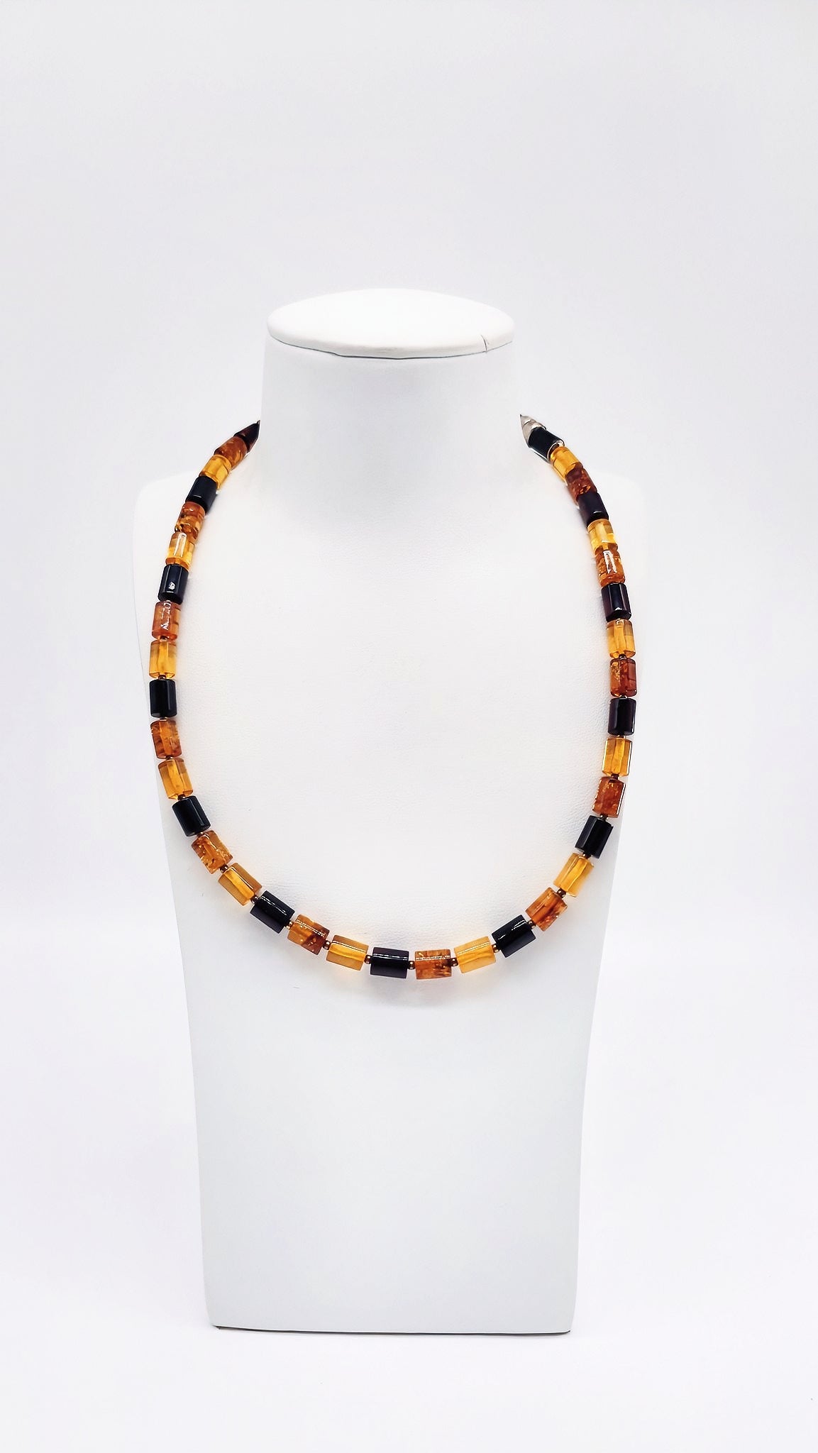 Mehrfarbige Bernstein-Kette – warmes Orange & Gelb