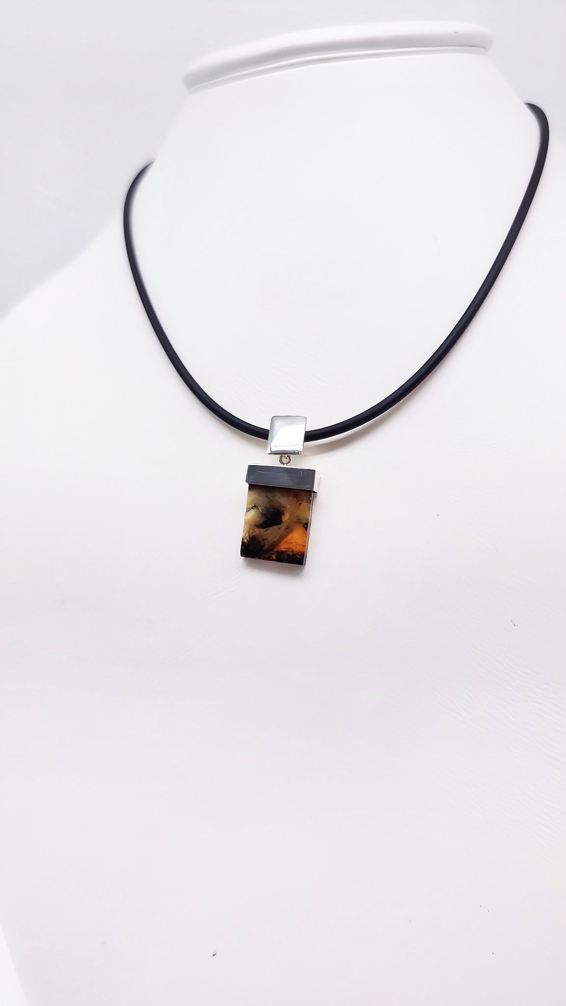 Striking amber pendant for men – handmade