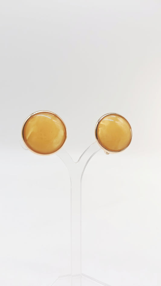 Earrings – Gold-plated ear clips with natural stone