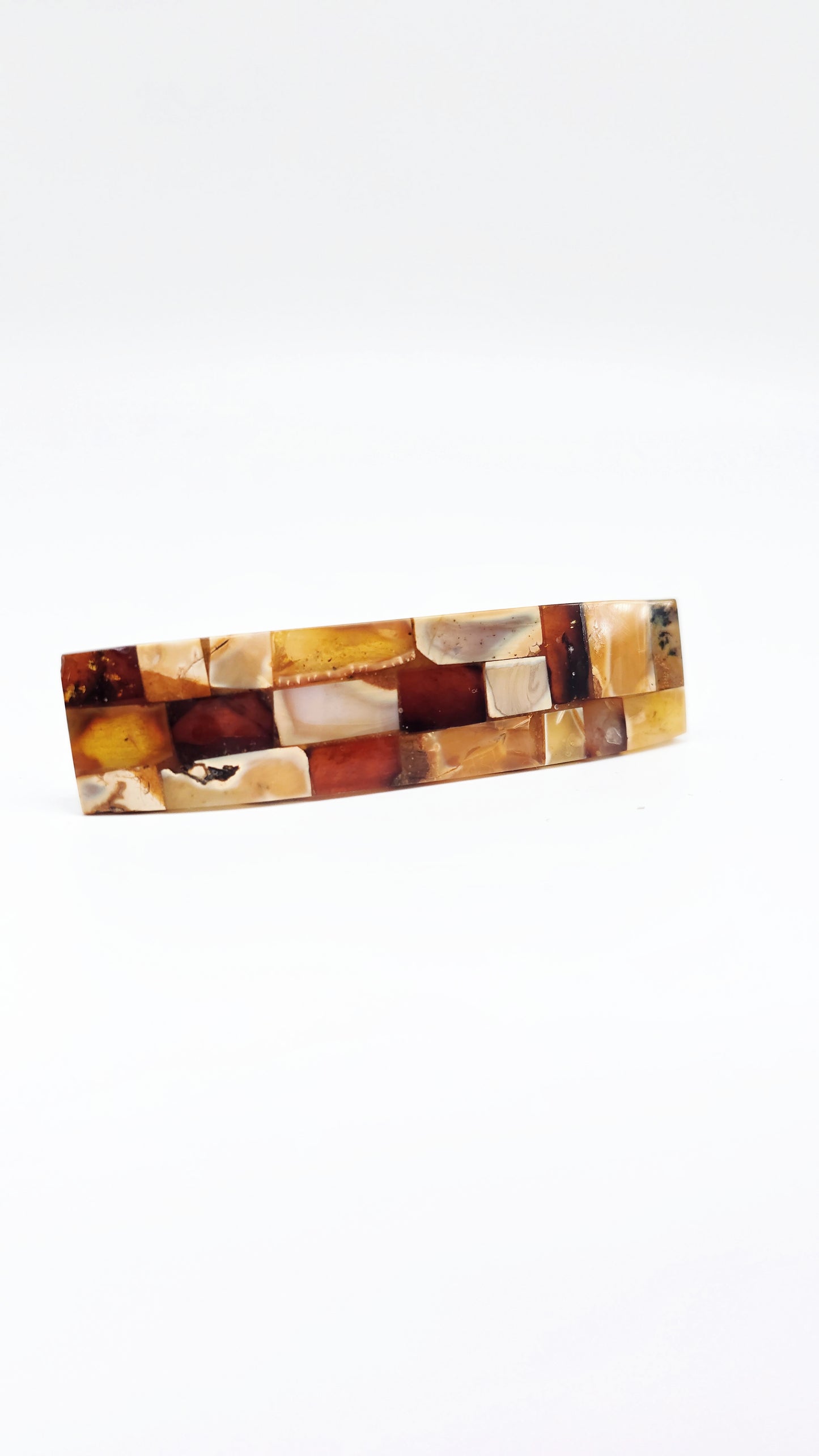 Hair clip with genuine amber – mosaic design unique