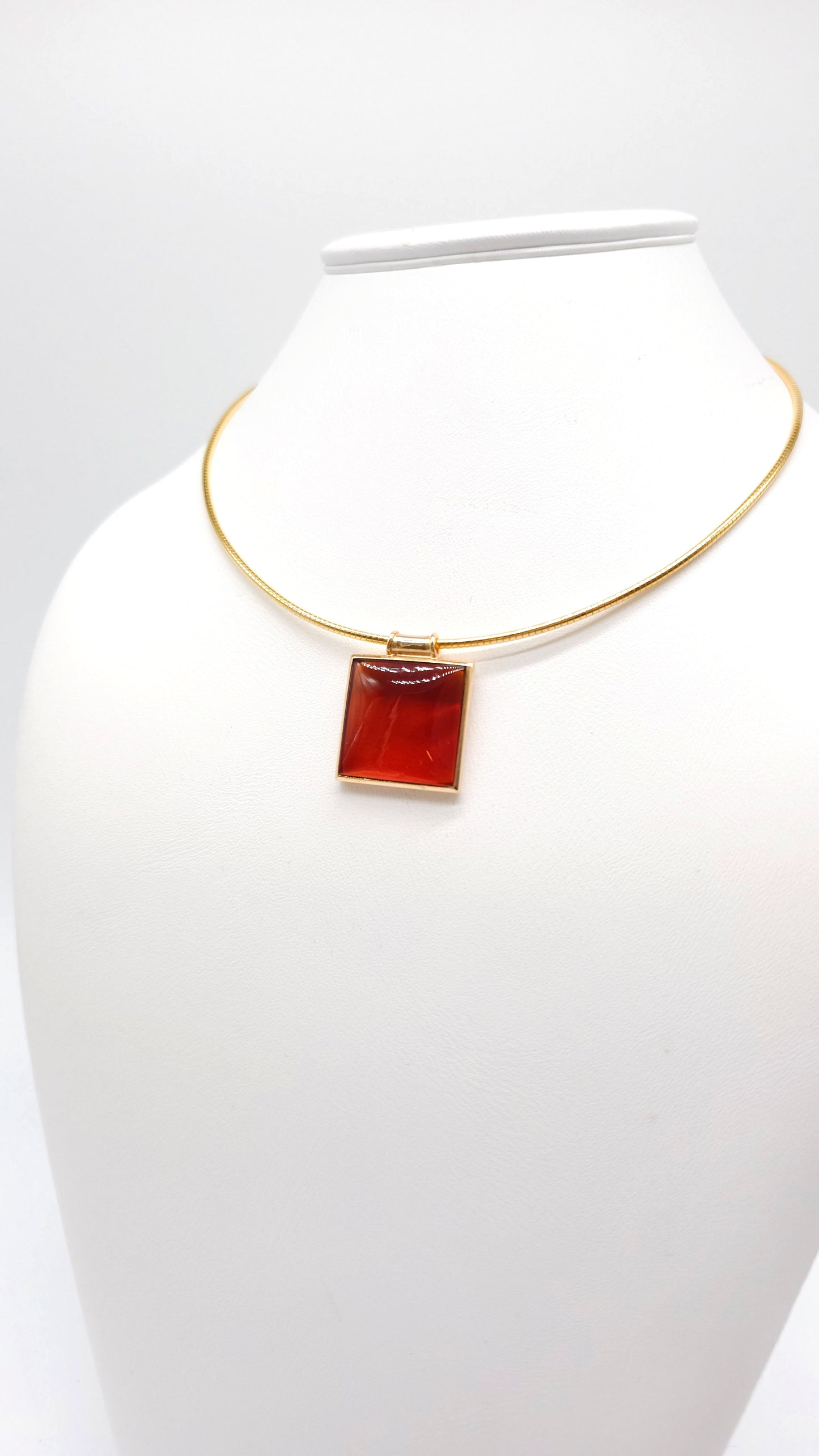 Women's jewelry set gold-plated with natural amber