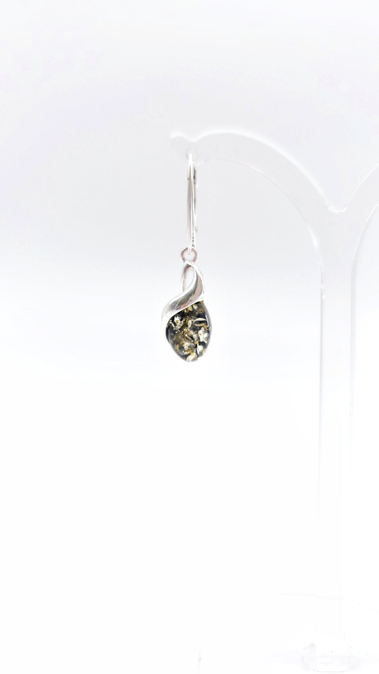 Women's earrings with amber in silver setting