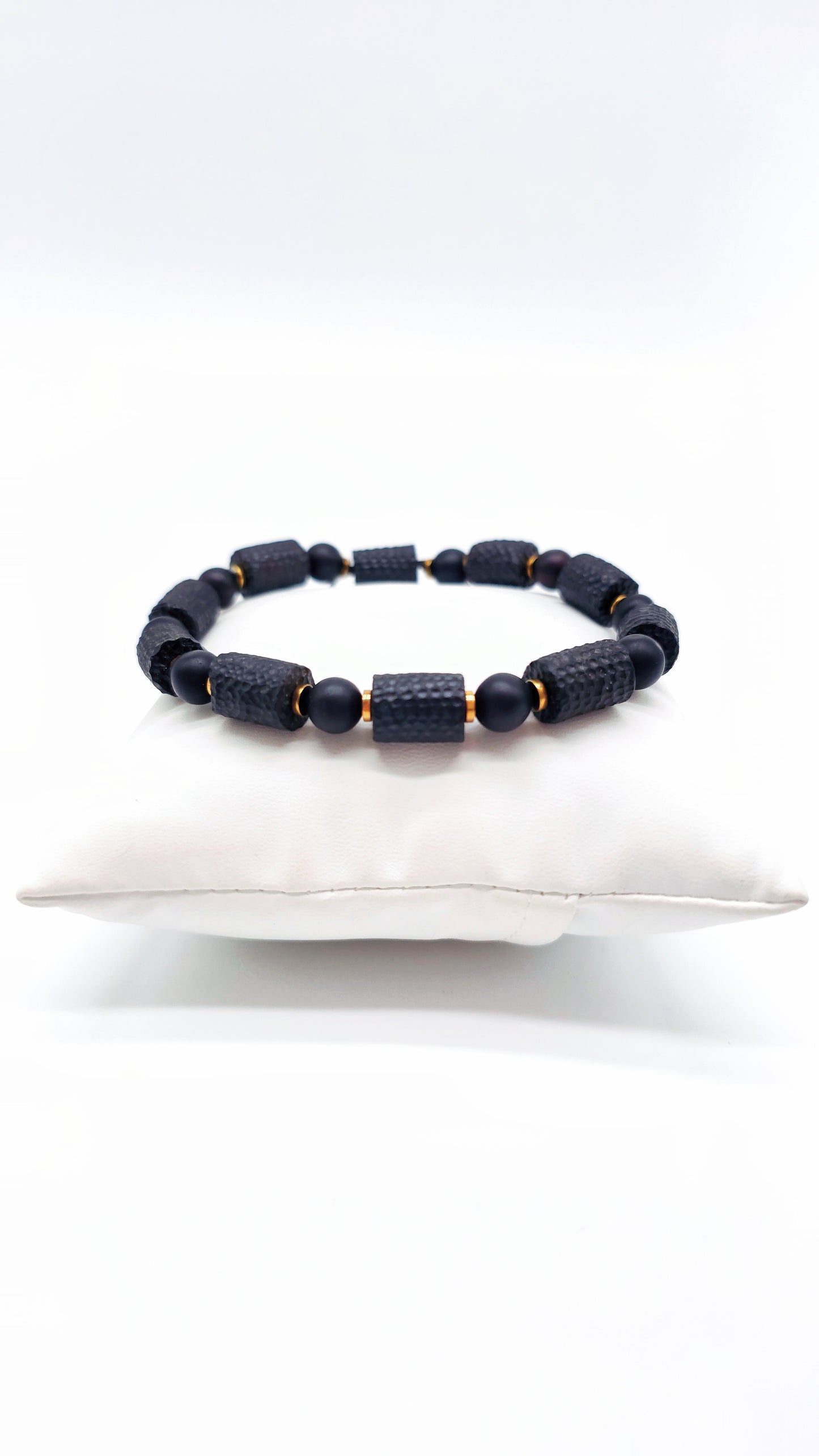 Unisex Armband echt barnsteen zwart elegant