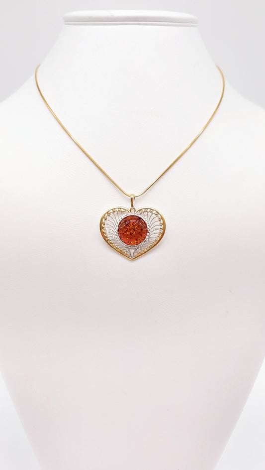 Gold-plated heart pendant – women's jewelry