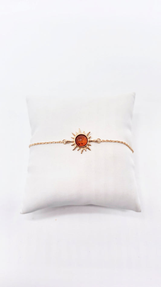 Sun bracelet gold-plated with amber