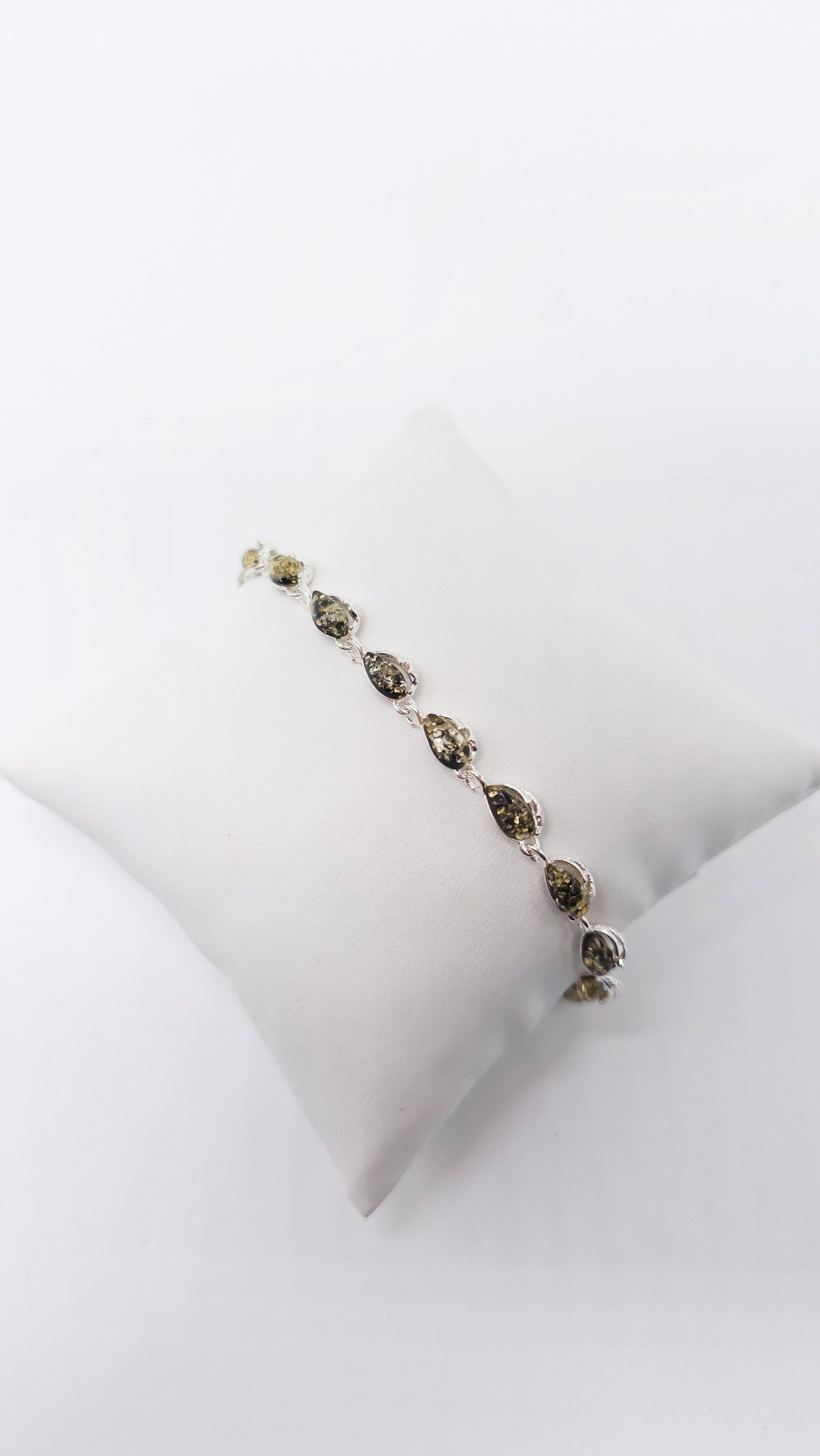 Tropfen-Armband aus Silber mit multicolor Bernstein