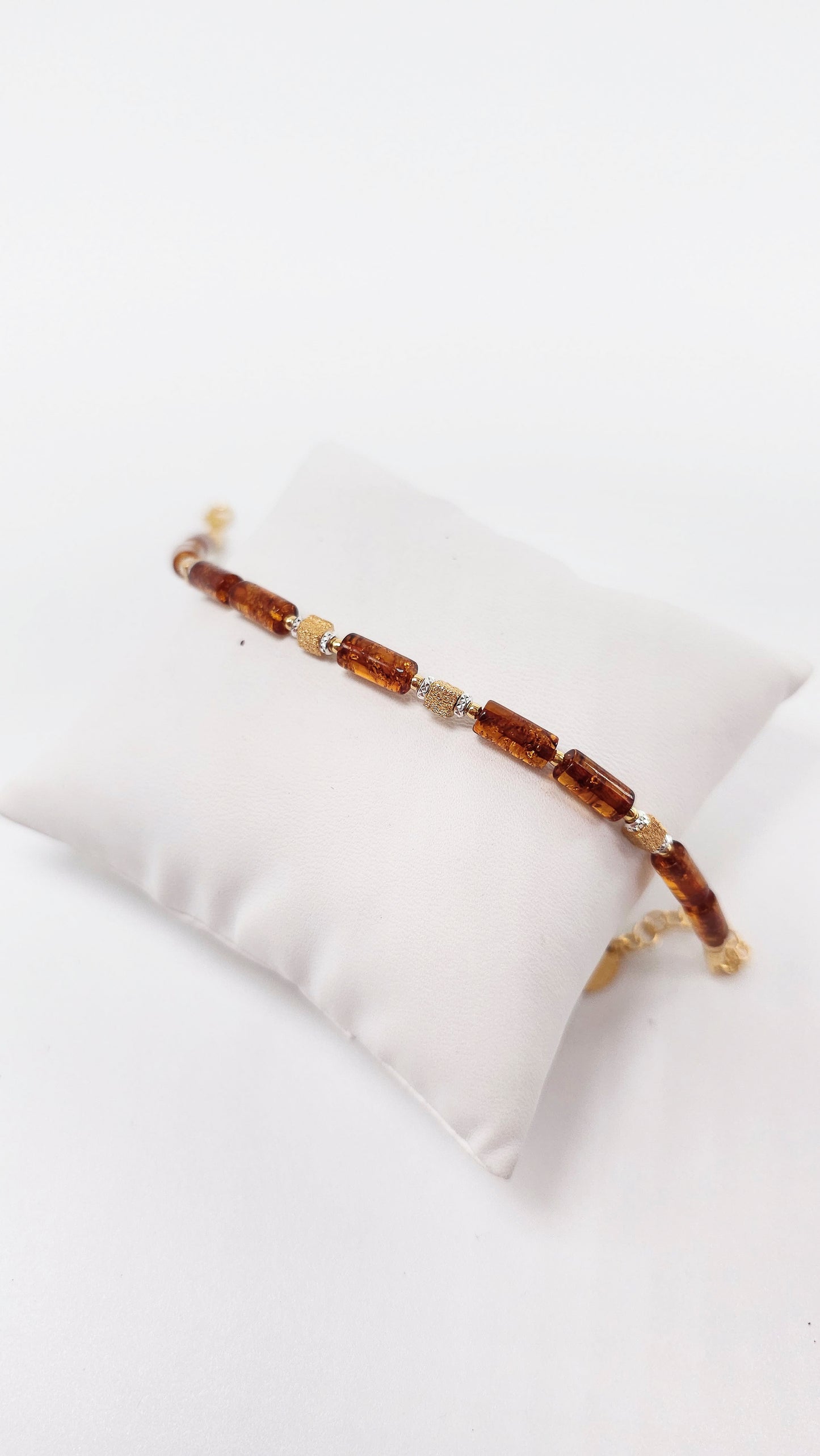 24K vergoldetes Armband mit Naturbernstein