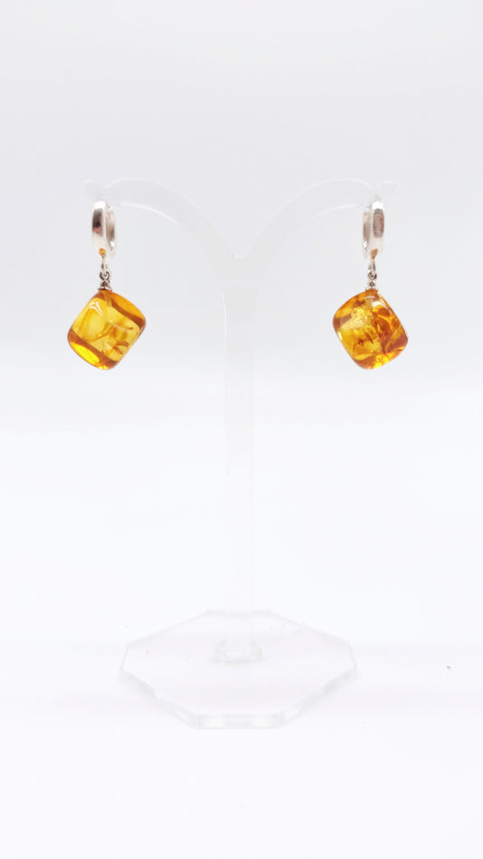 Amber square earrings - handmade with style
