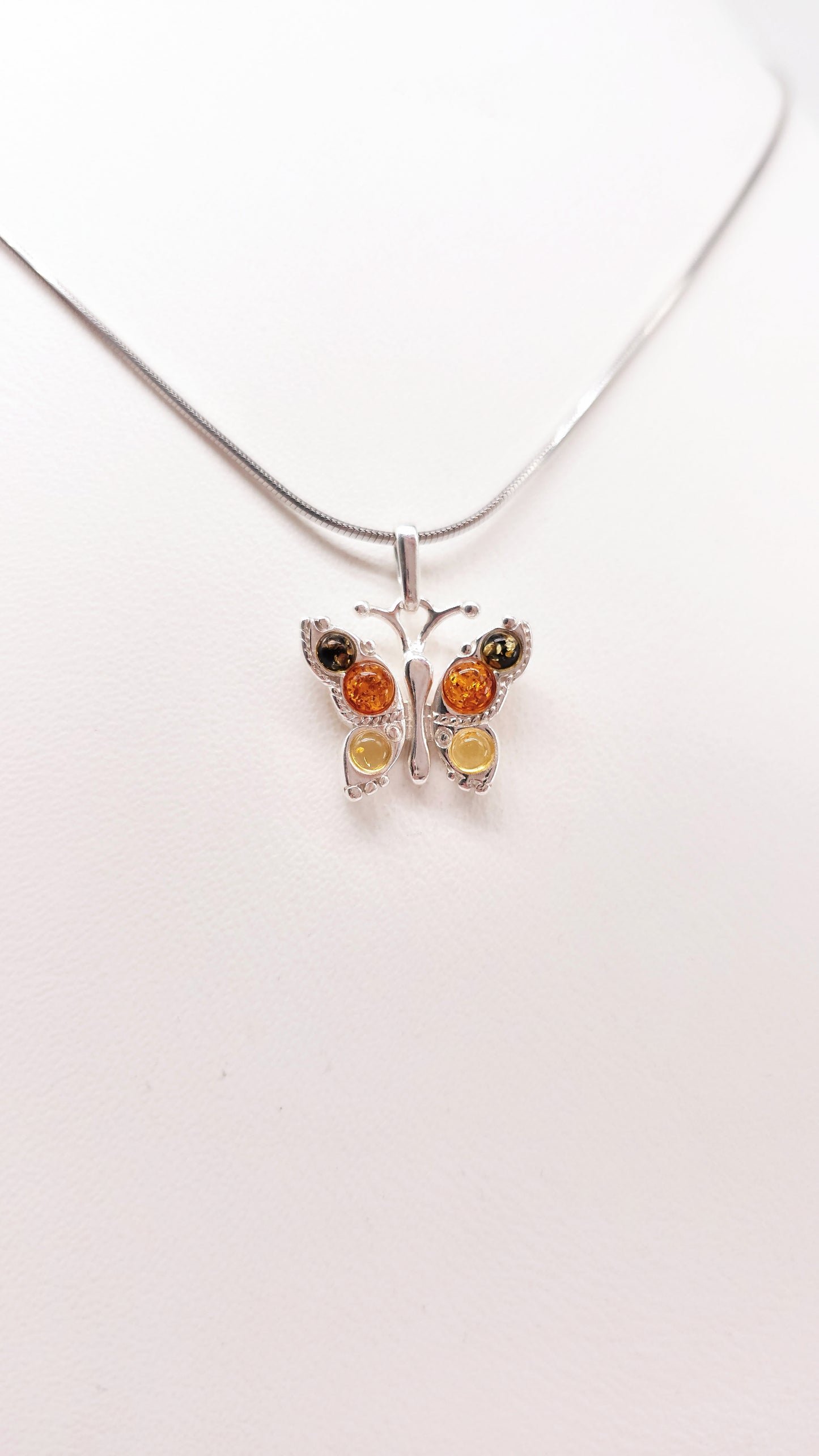 Schmetterling Anhänger Silber mit Bernstein