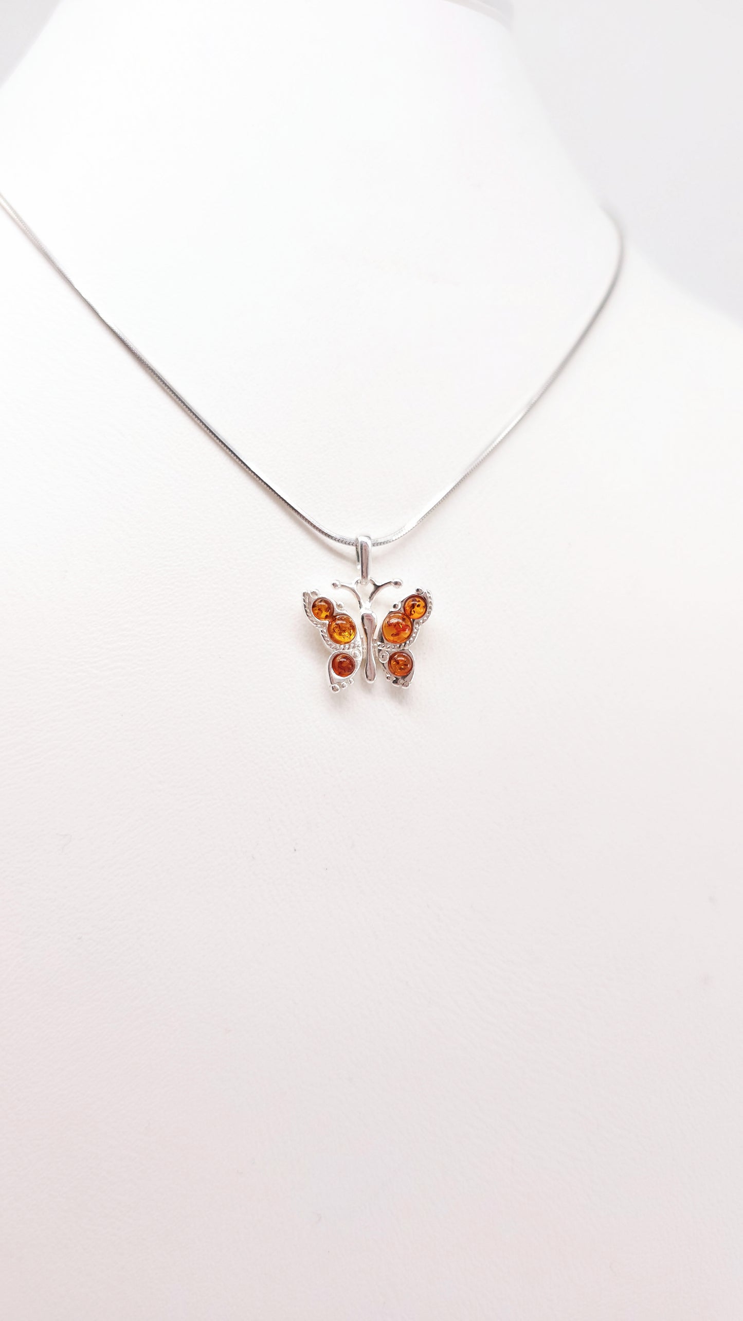 Schmetterling Anhänger Silber mit Bernstein