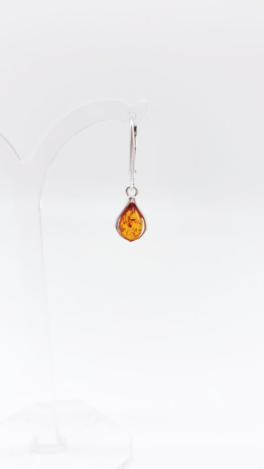 925 silver earrings amber handmade
