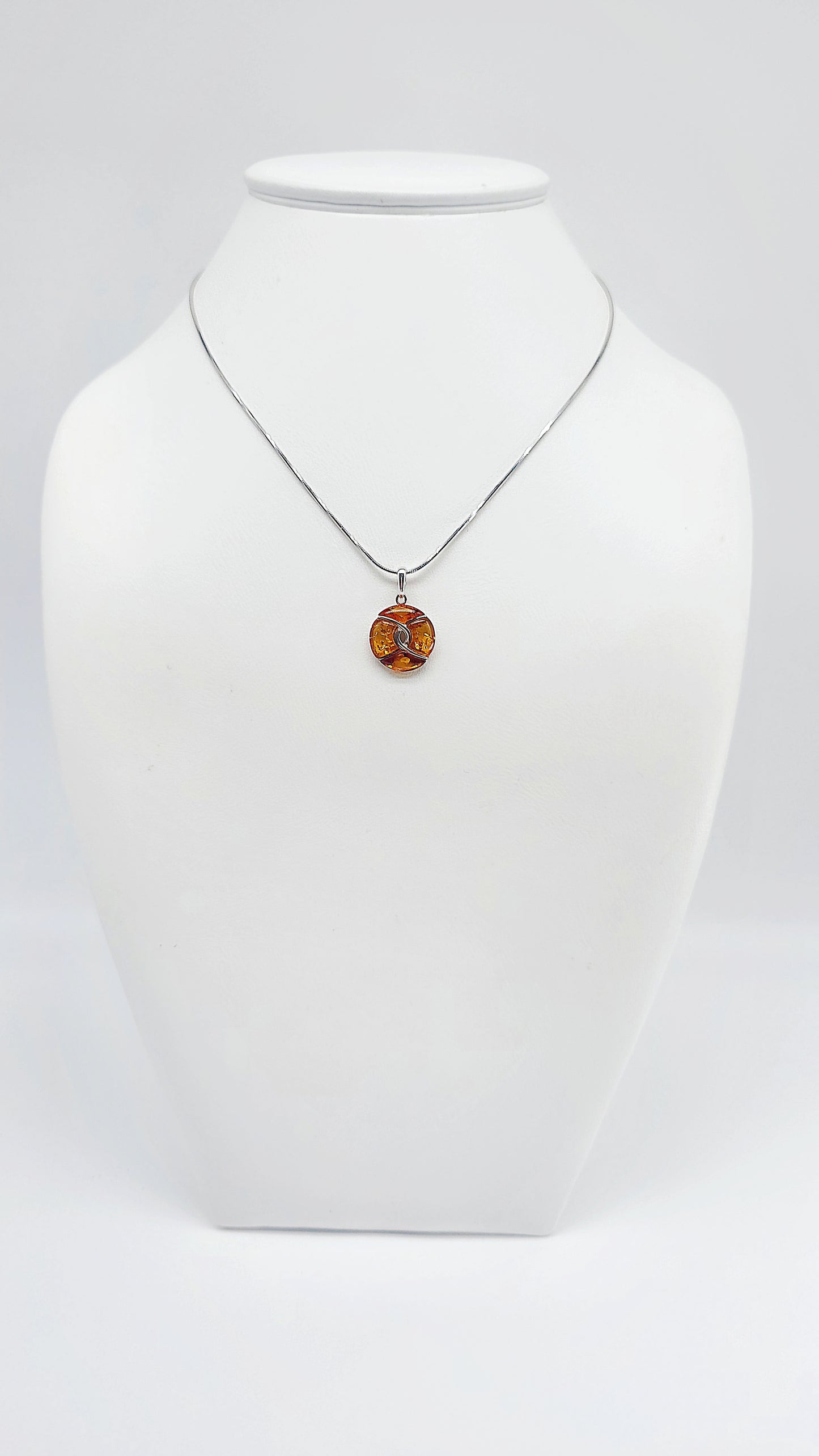 Damen-Anhänger aus echtem Bernstein & Silber – mit Kette