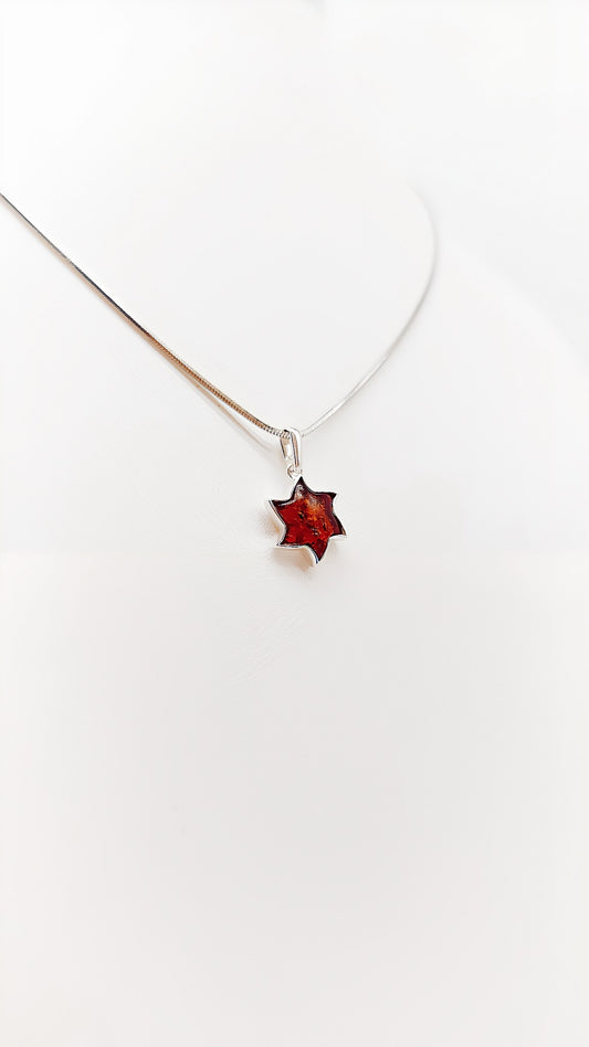 Skylight: Star pendant made of silver and amber