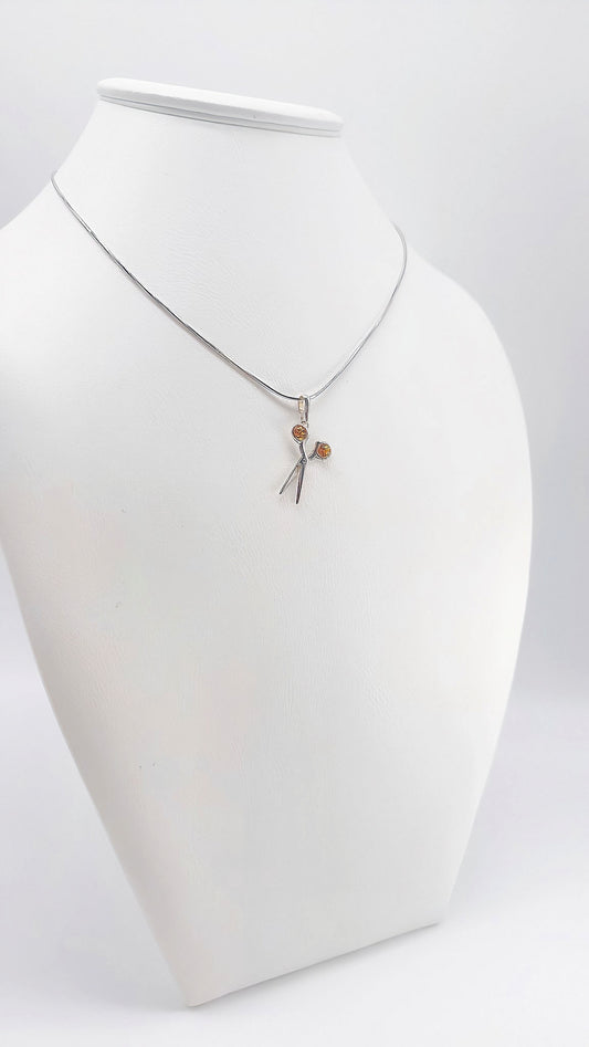 Sterling silver scissors with amber