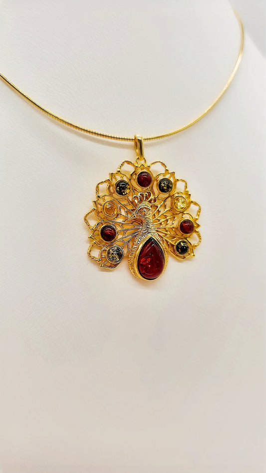 Peacock pendant gold-plated – exotic & high-quality