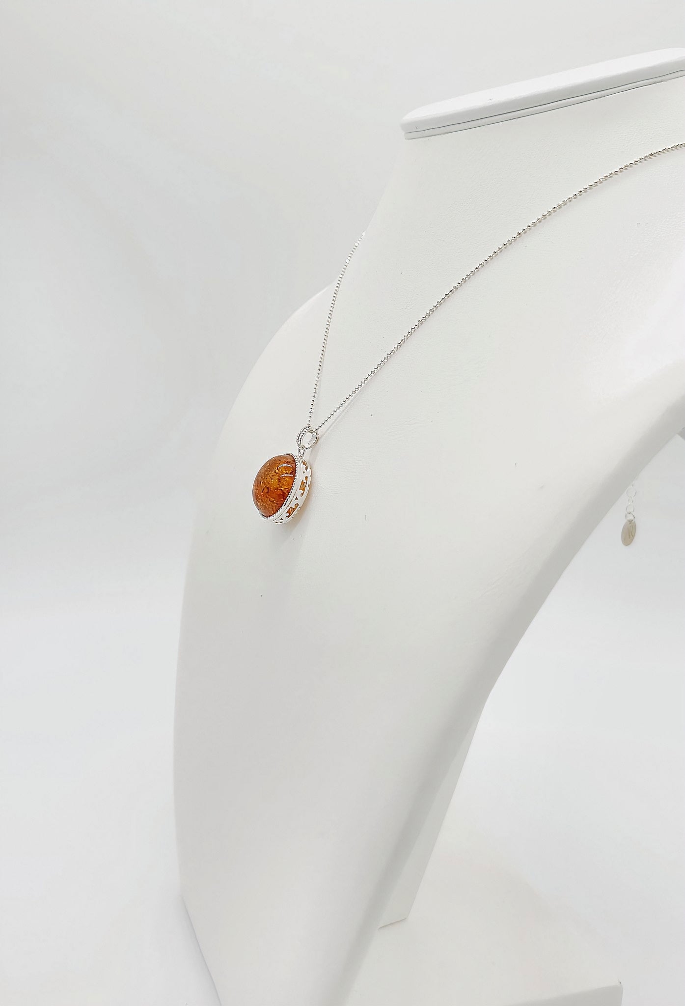 Convertible amber pendant in sterling silver