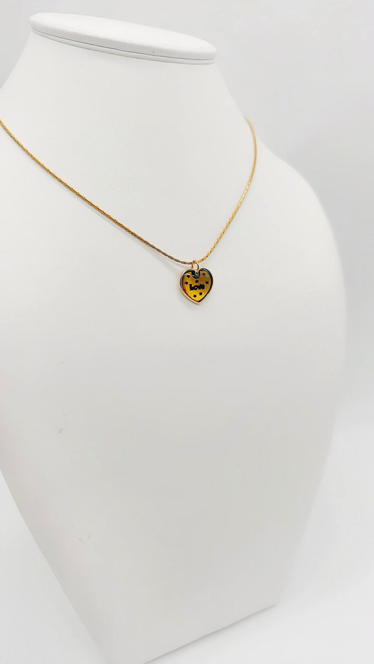Heart pendant "Love" made of gold-plated silver and amber