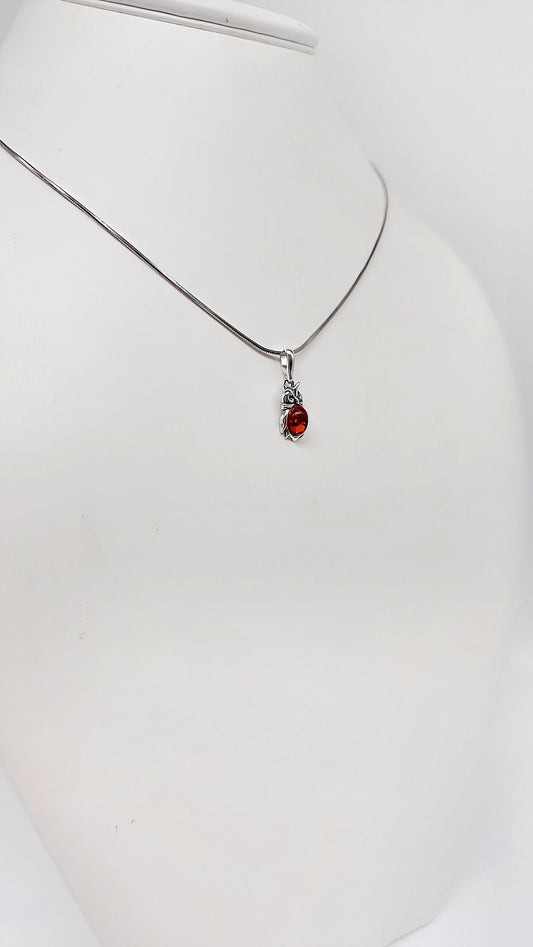 Small amber owl pendant