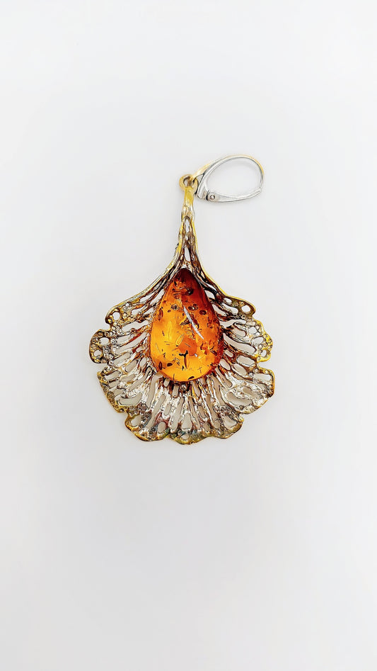 Exclusive earrings made of 925 sterling silver with amber