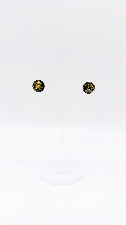 Green amber earrings in 925 sterling silver