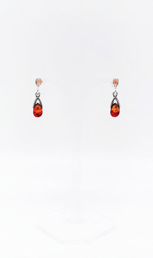 Elegant silver earrings with amber