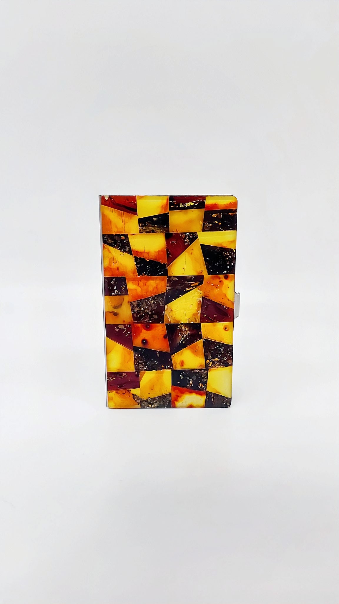 Stainless steel card holder with amber – perfect for style-conscious people