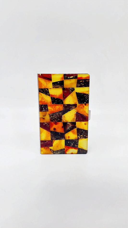 Stainless steel card holder with amber – perfect for style-conscious people