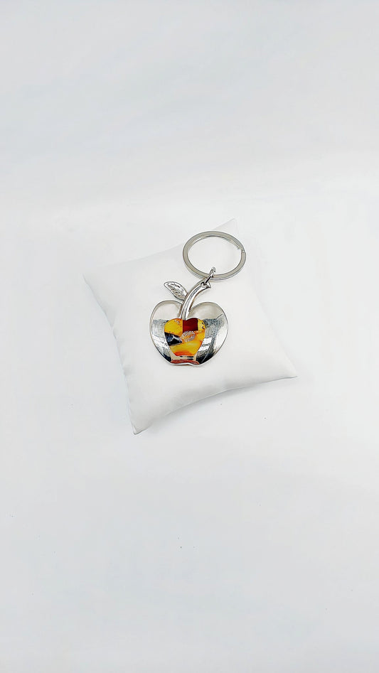 Keychain with amber decoration