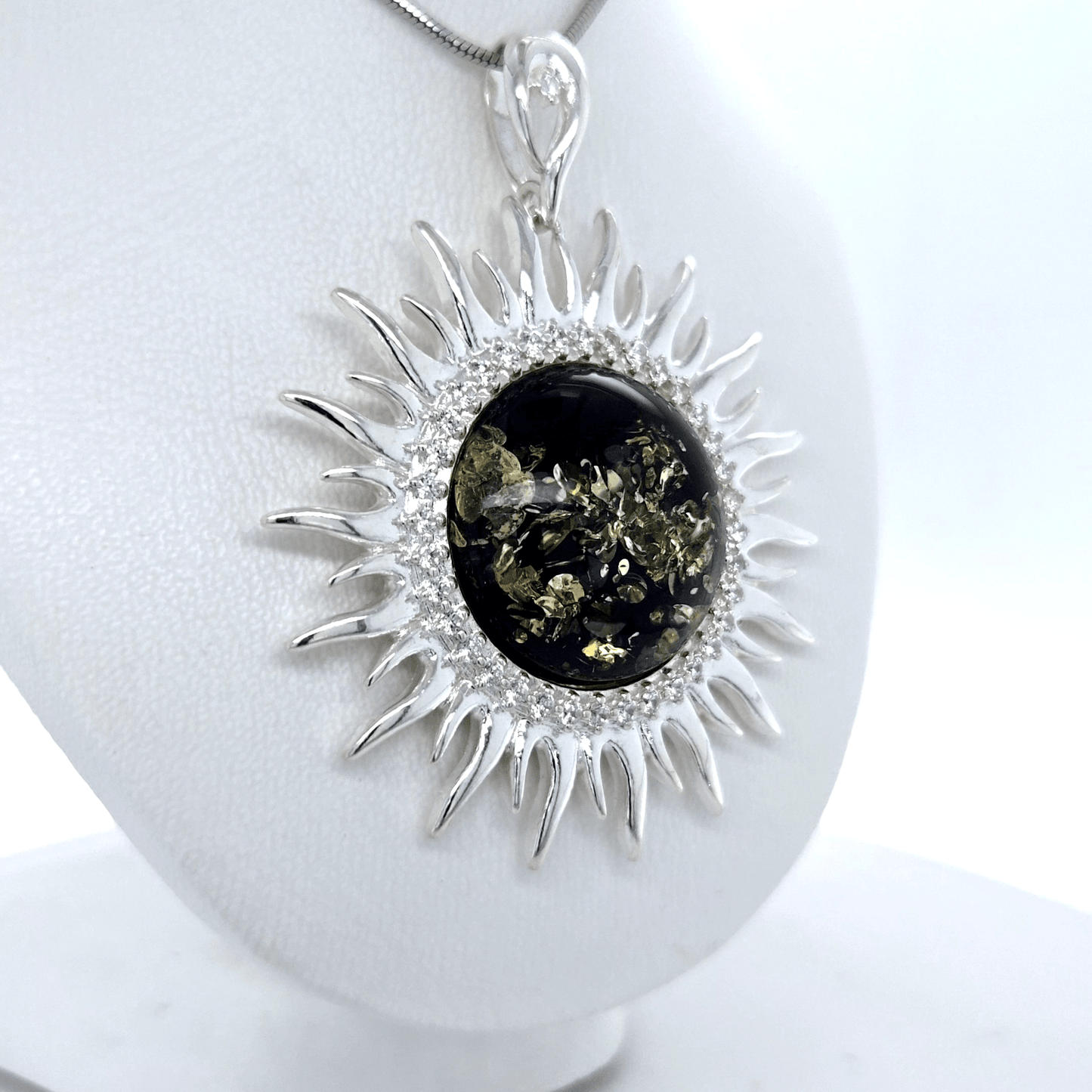 Baltic Amber Pendant Sun 925 Sterling Silver