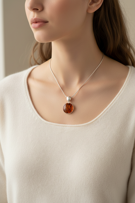 Pendentif classique en ambre unique