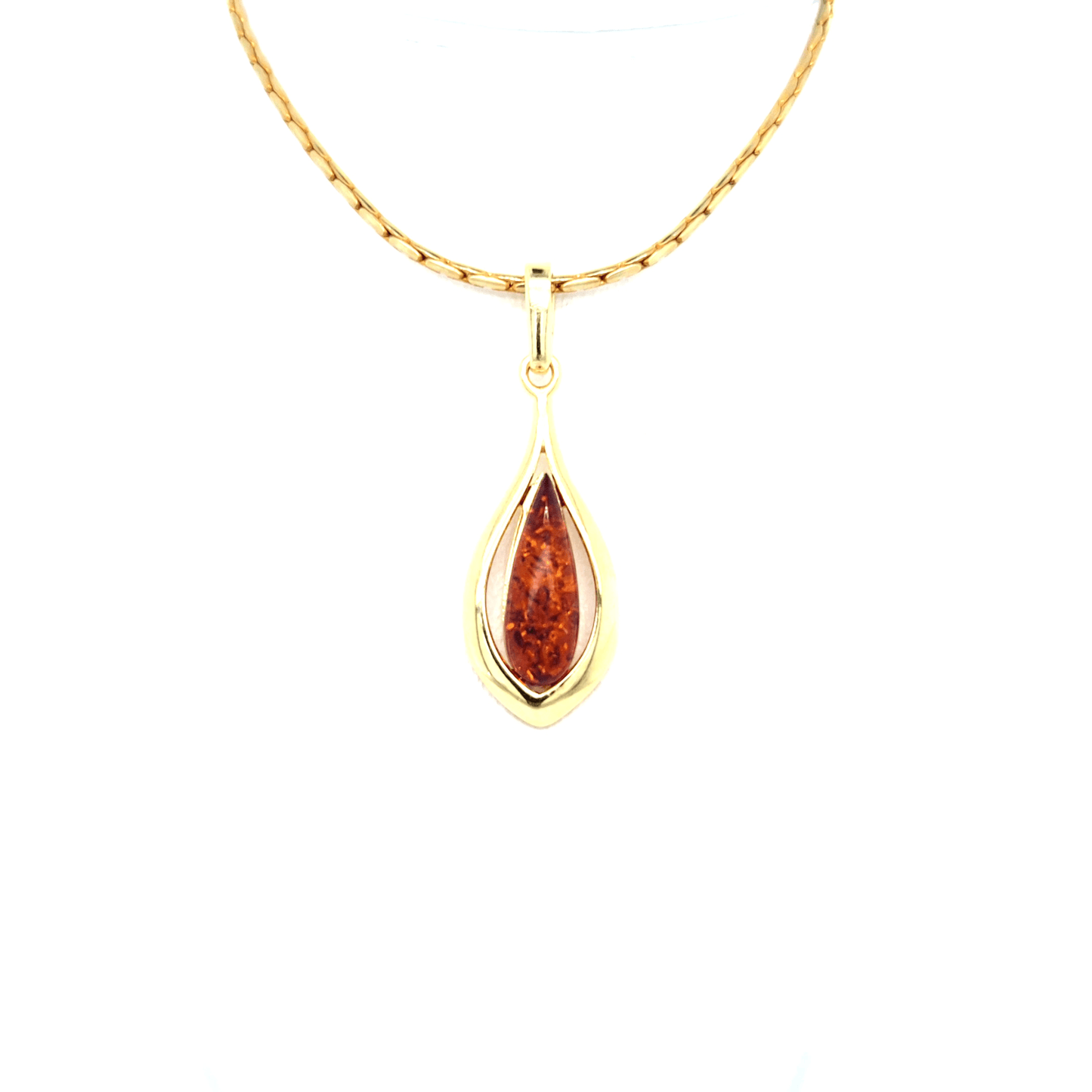 Baltic Amber Pendant 925 Sterling Silver Gold Plated