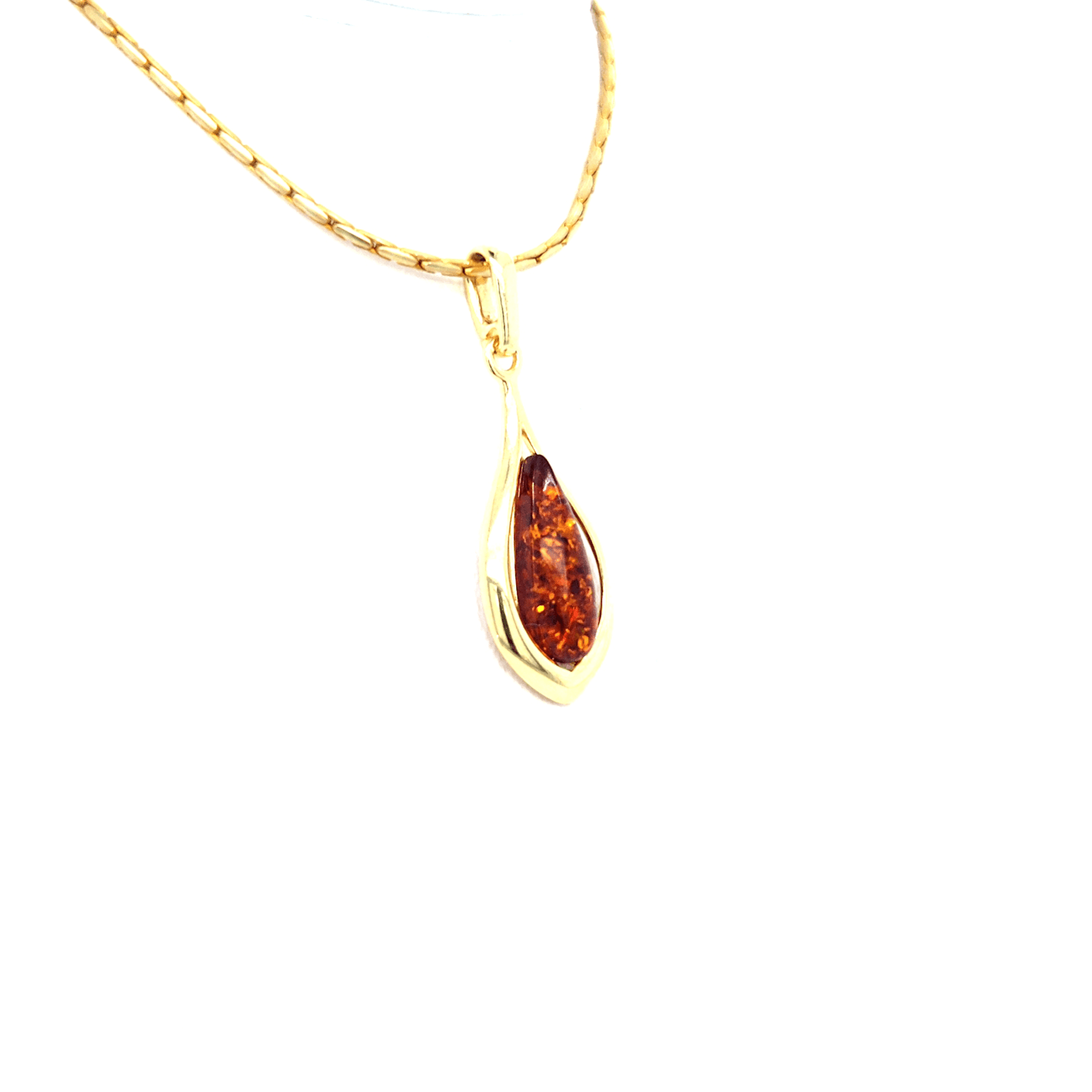 Baltic Amber Pendant 925 Sterling Silver Gold Plated
