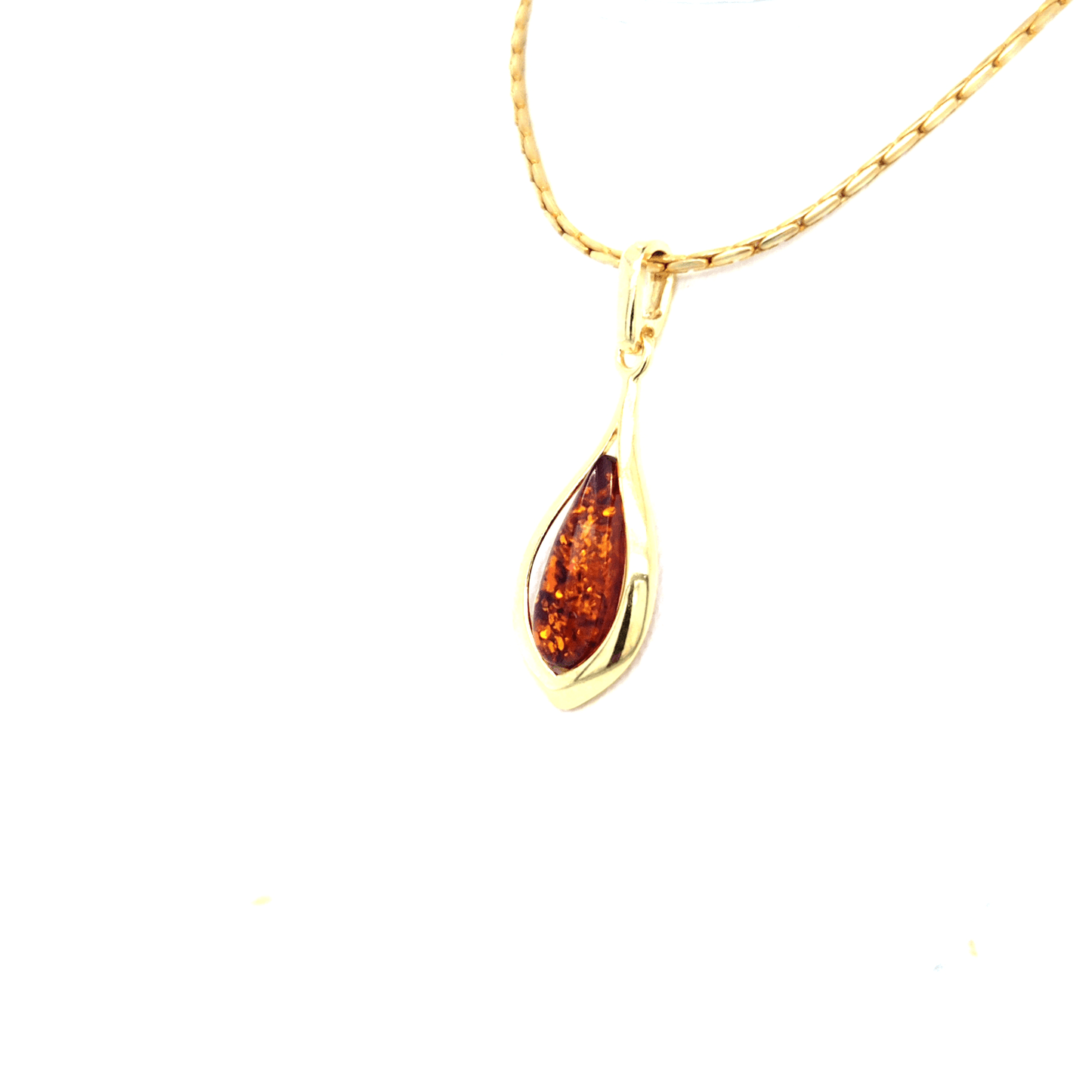 Baltic Amber Pendant 925 Sterling Silver Gold Plated