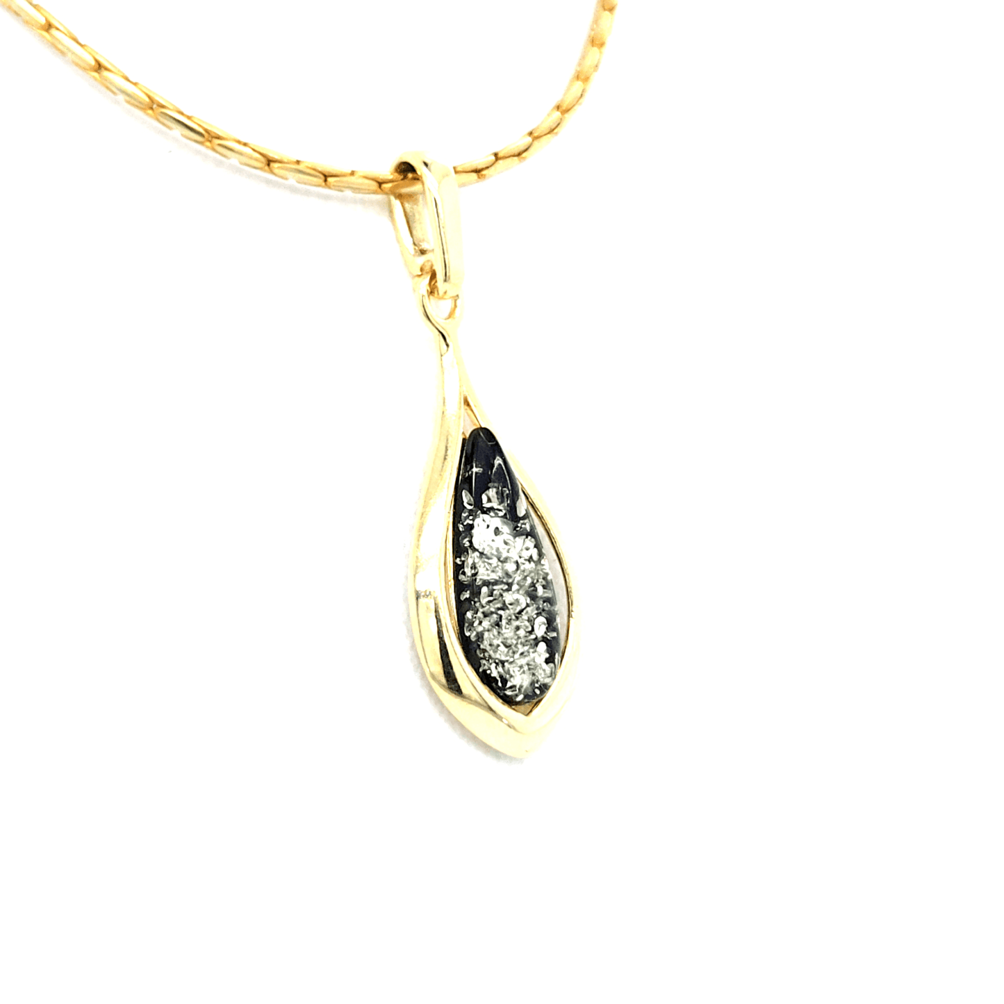 Baltic Amber Pendant 925 Sterling Silver Gold Plated