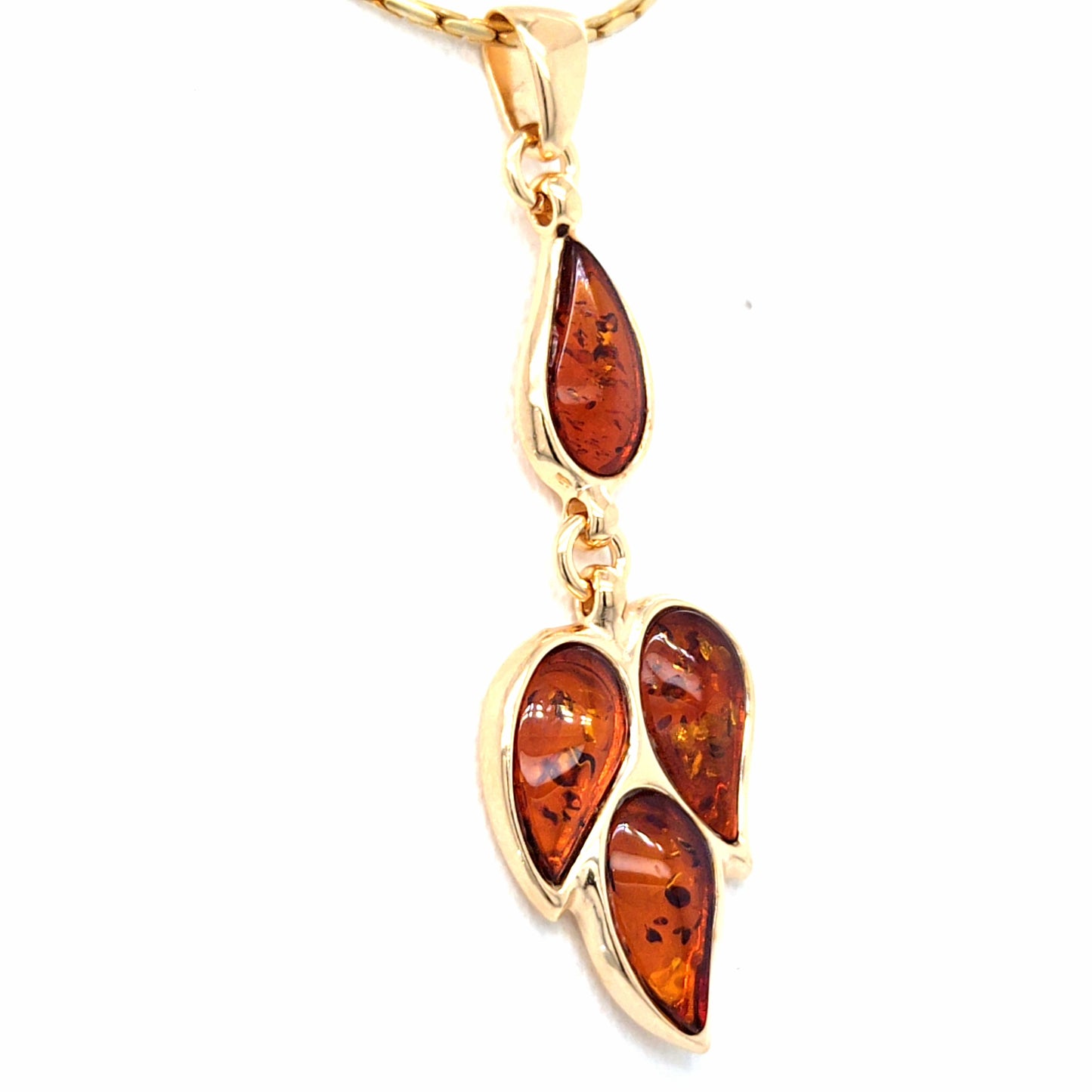 Subtle Amber Pendant - 24K Gold Plated 925 Sterling Silver