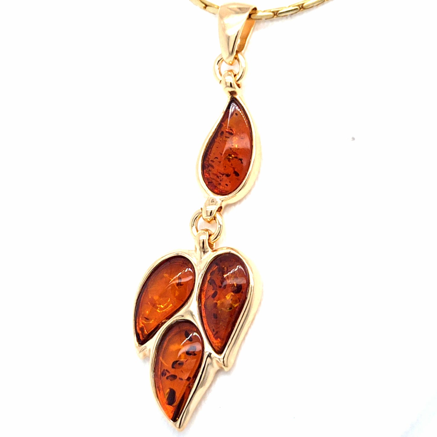 Subtle Amber Pendant - 24K Gold Plated 925 Sterling Silver