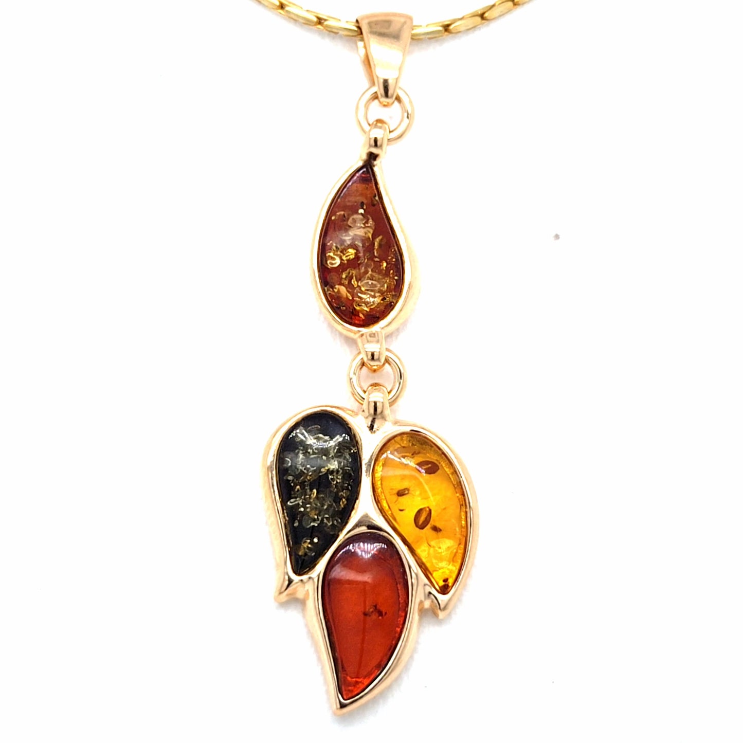Subtle Amber Pendant - 24K Gold Plated 925 Sterling Silver