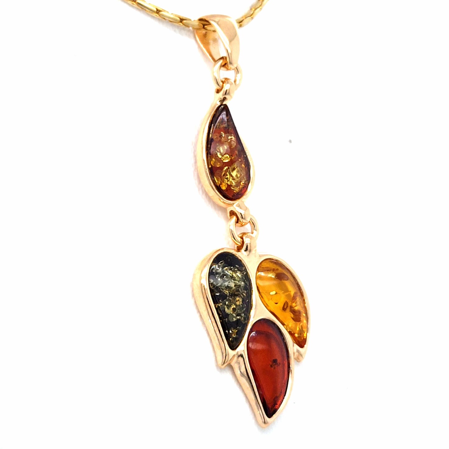 Subtle Amber Pendant - 24K Gold Plated 925 Sterling Silver
