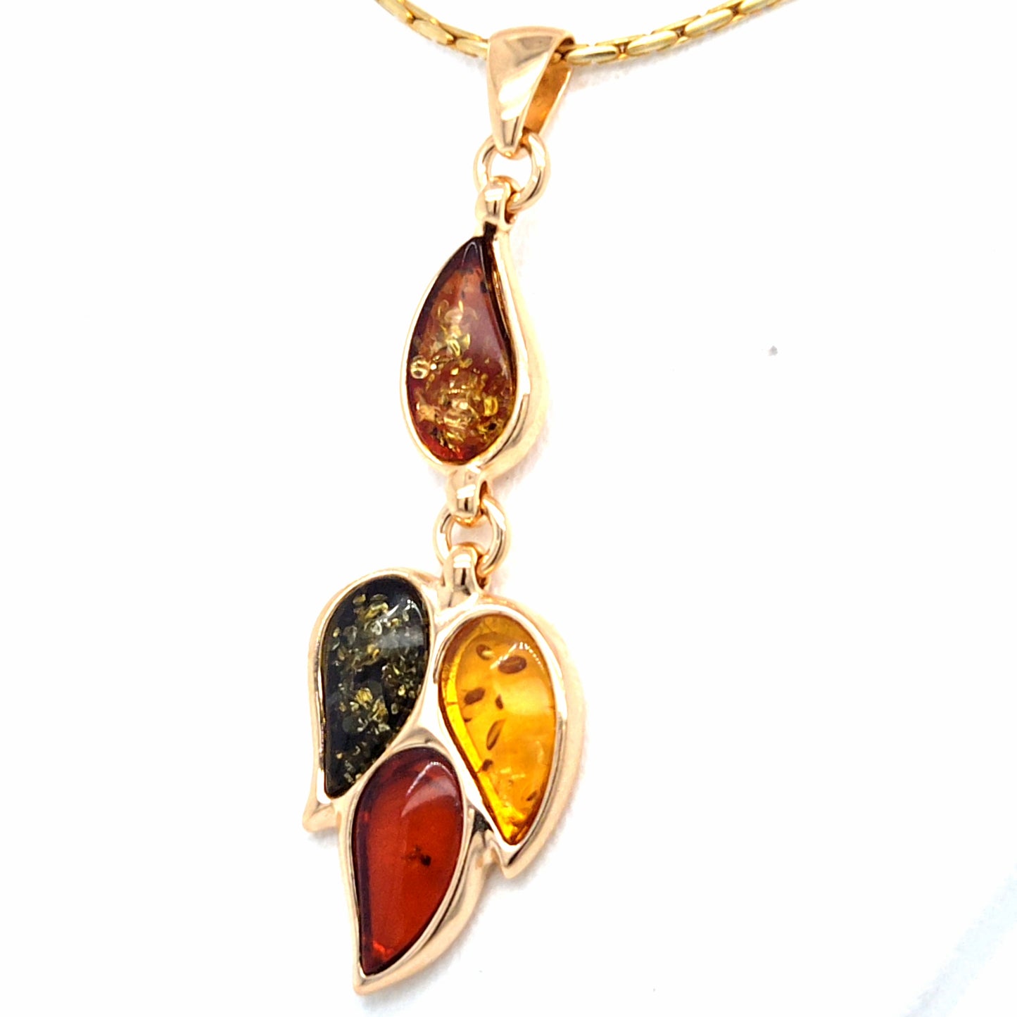 Subtle Amber Pendant - 24K Gold Plated 925 Sterling Silver