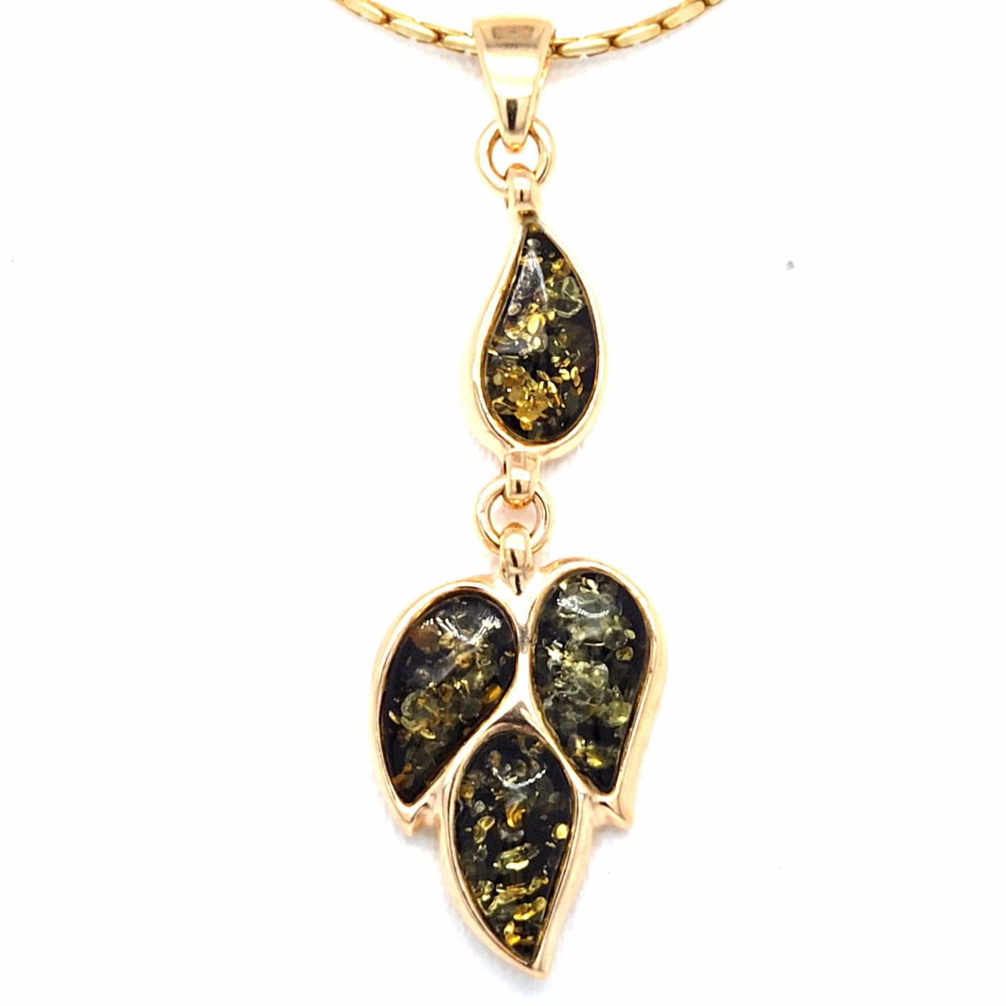 Subtle Amber Pendant - 24K Gold Plated 925 Sterling Silver