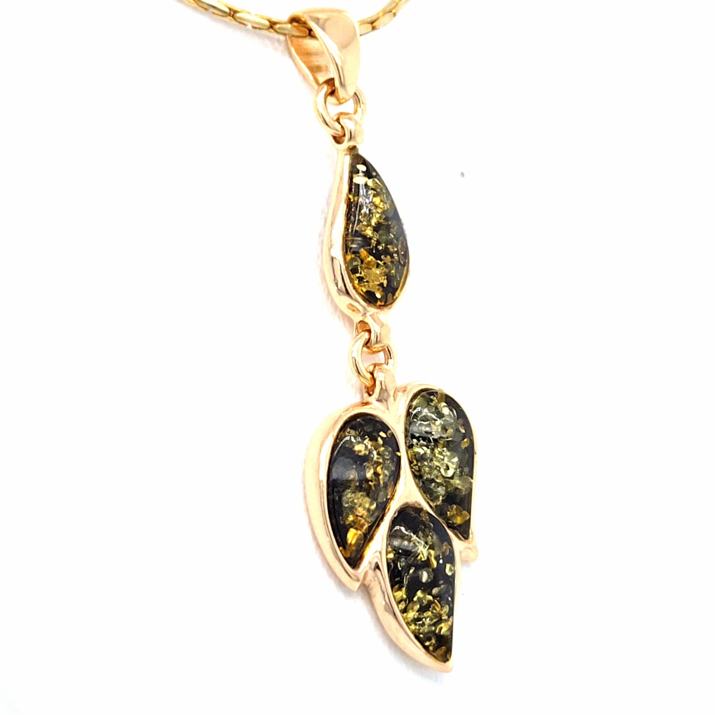 Subtle Amber Pendant - 24K Gold Plated 925 Sterling Silver