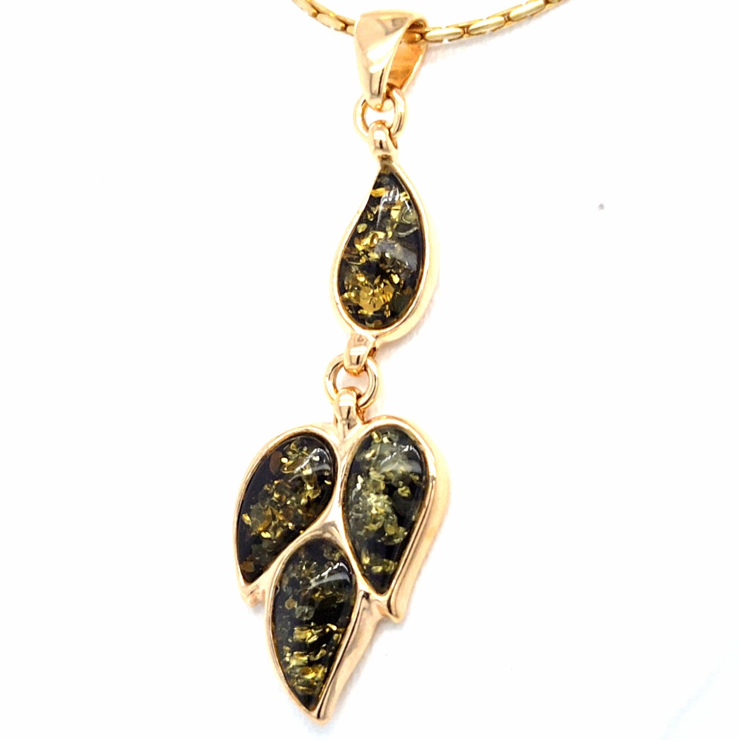 Subtle Amber Pendant - 24K Gold Plated 925 Sterling Silver