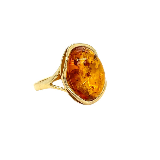 Eleganter Ring mit Bernstein – warmes Goldfinish