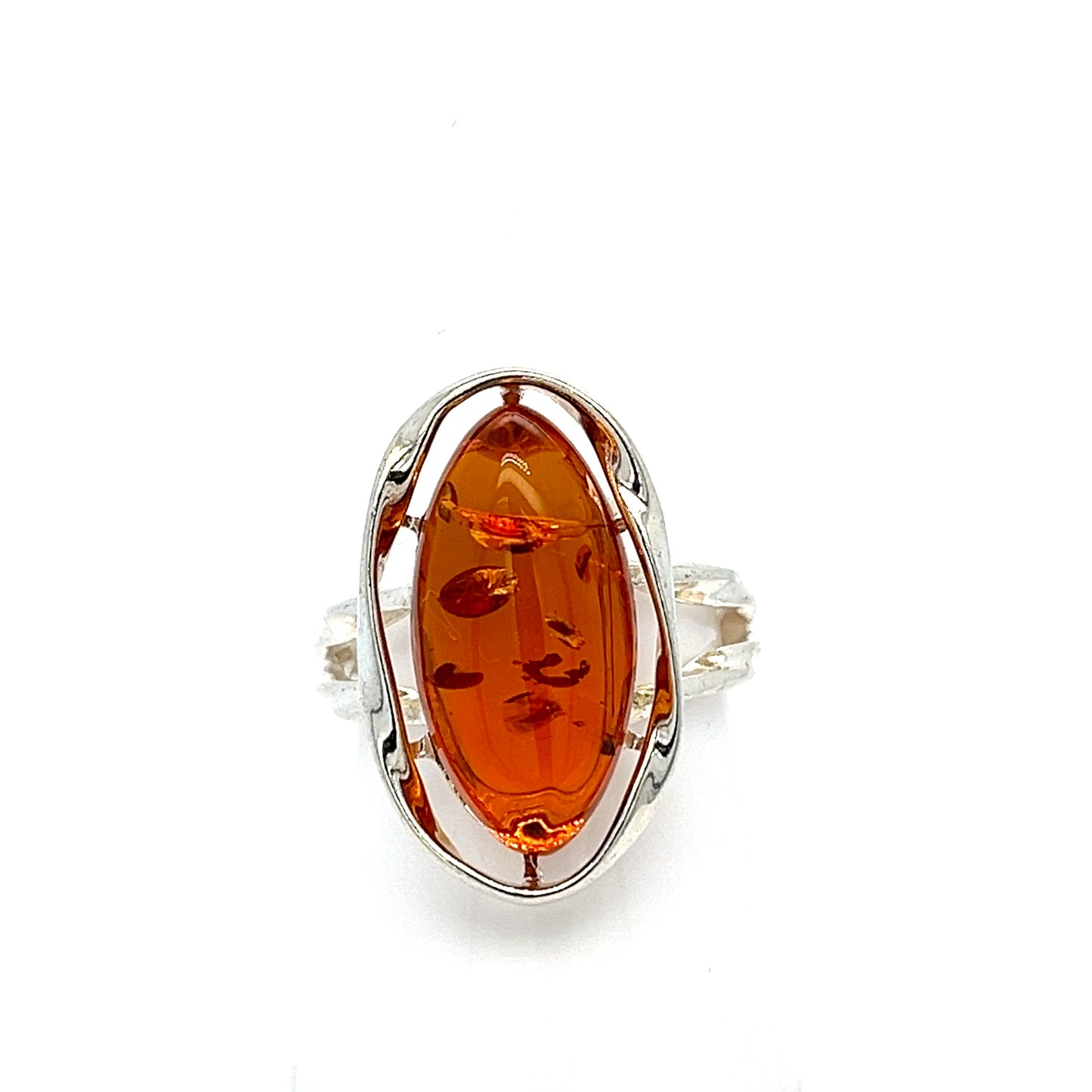 Silver ring with amber – elegant &amp; modern