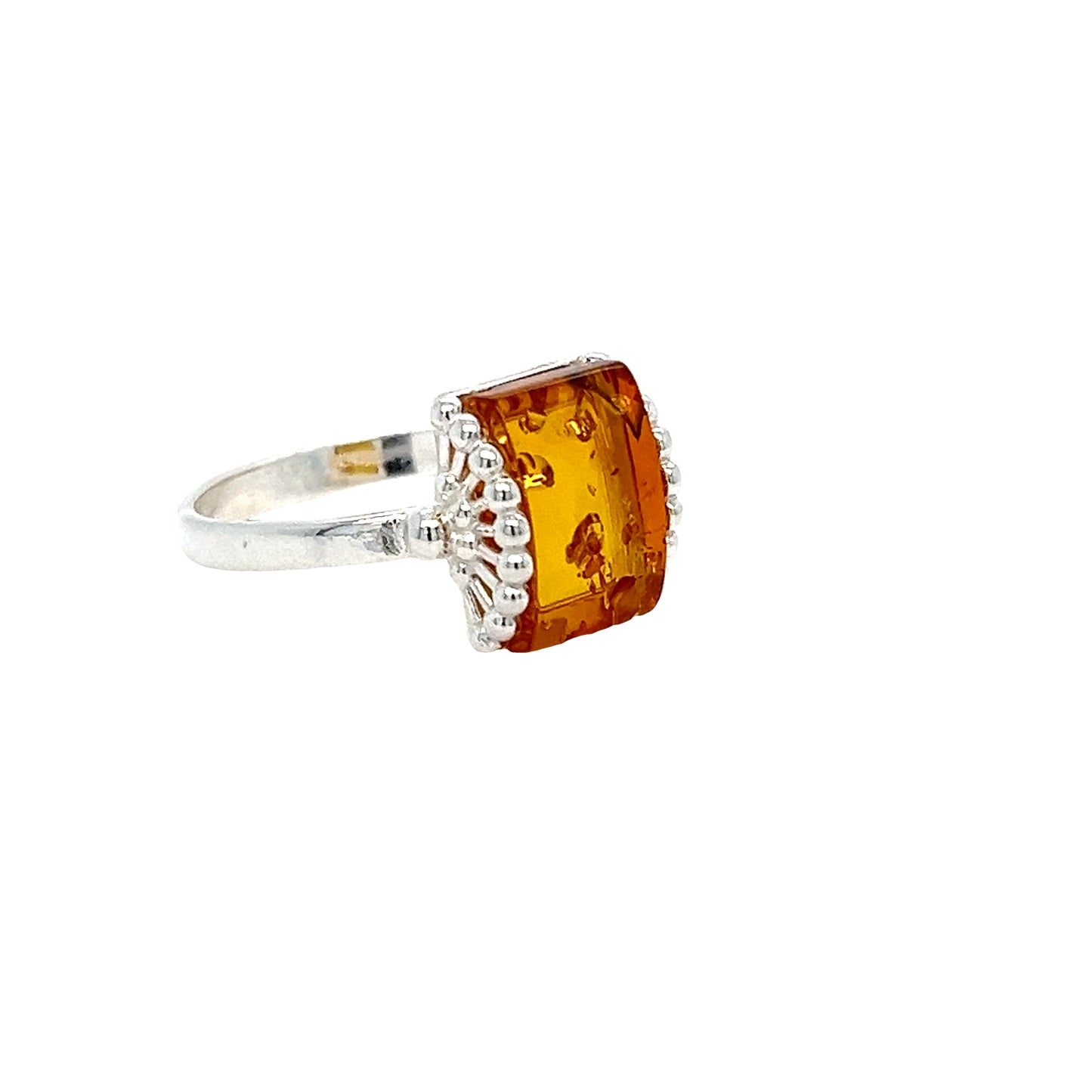 Modern statement ring with amber