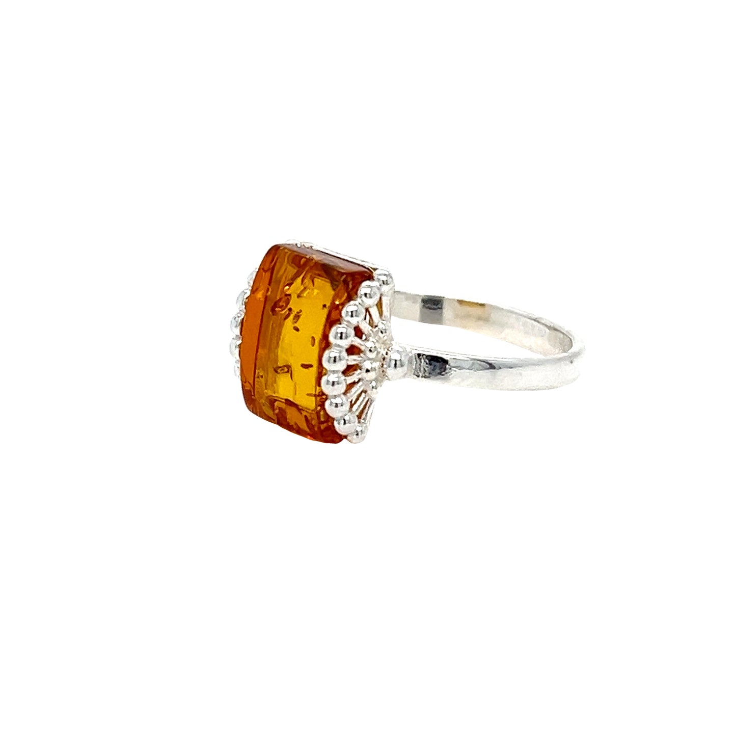 Modern statement ring with amber