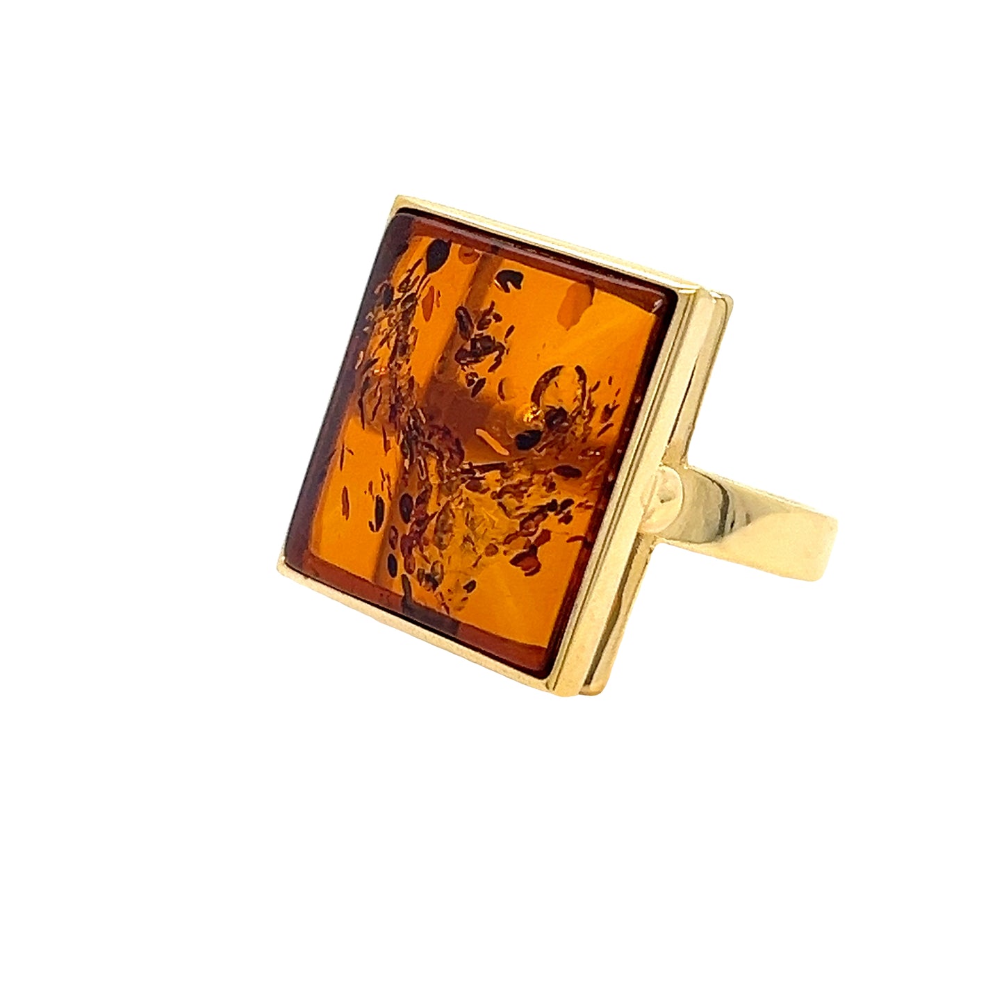 Quadratischer Ring mit Bernstein – hochwertiges Design