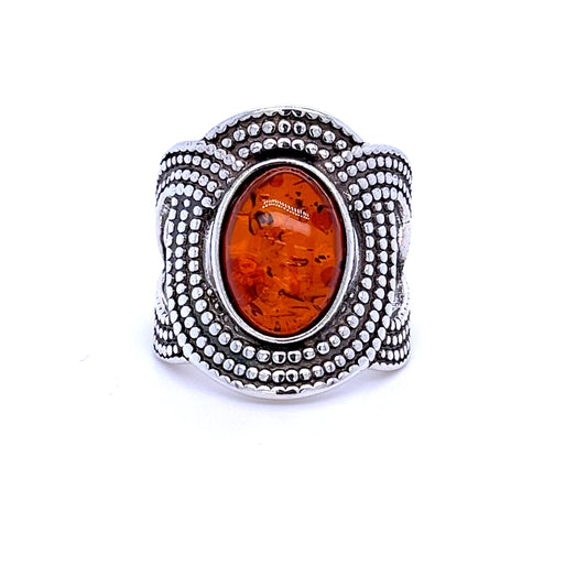 Antiker Statement-Ring mit Bernstein – kraftvoller Look