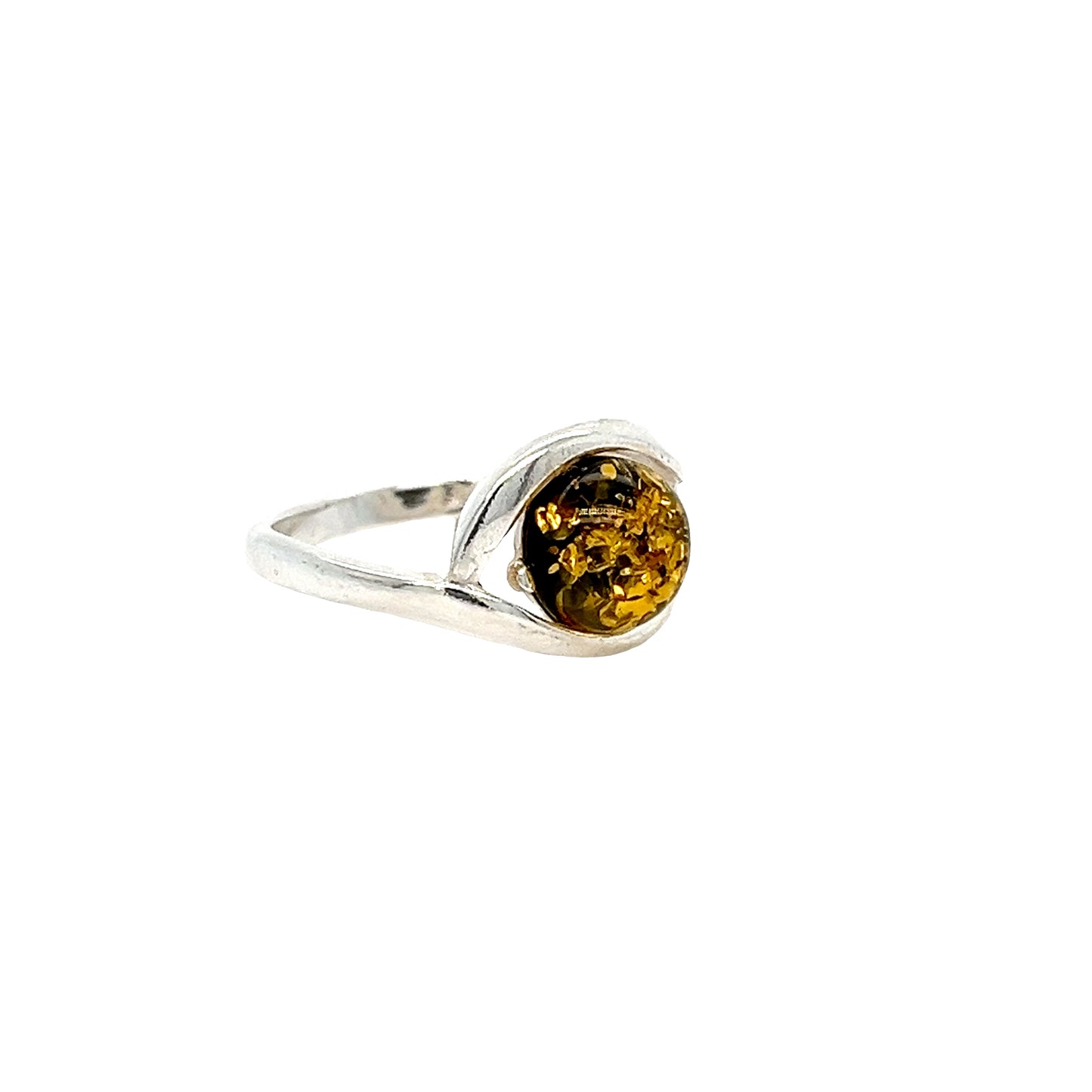 Jewelry ring with genuine amber
