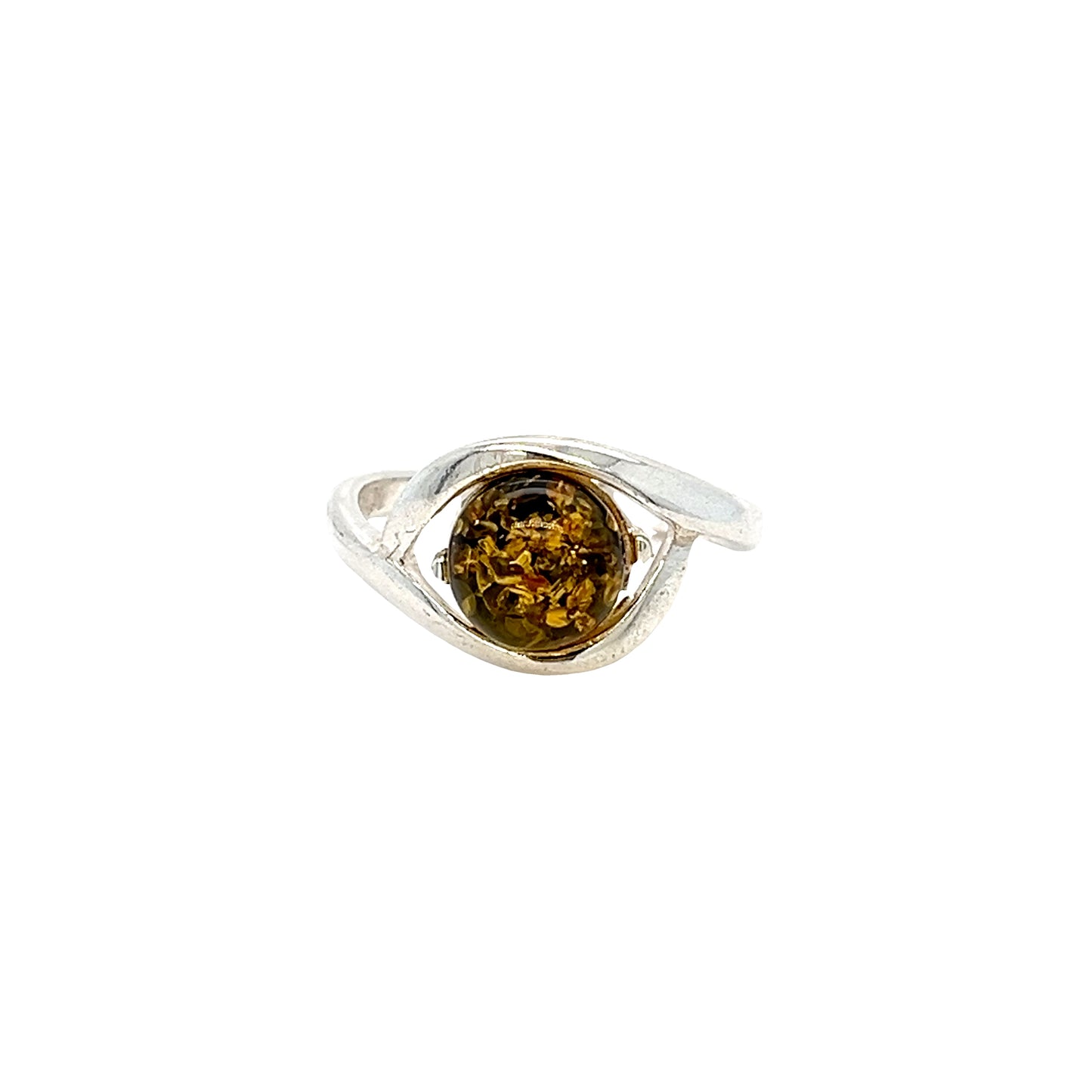 Jewelry ring with genuine amber